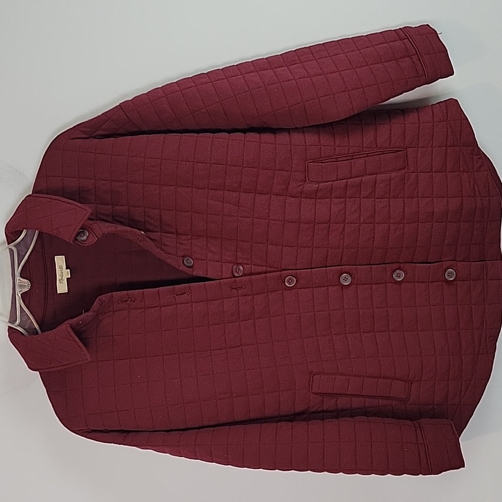 Madewell Quilted Shirt Jacket Womens XL Maroon Cabernet Long Sleeve Shacket xs